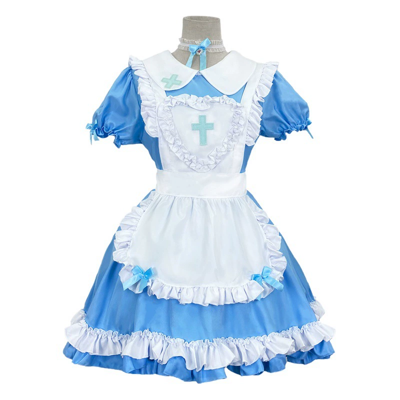 Костюм японской горничной COS одежда Милая женская одежда горничной платье лолиты темно-синее платье