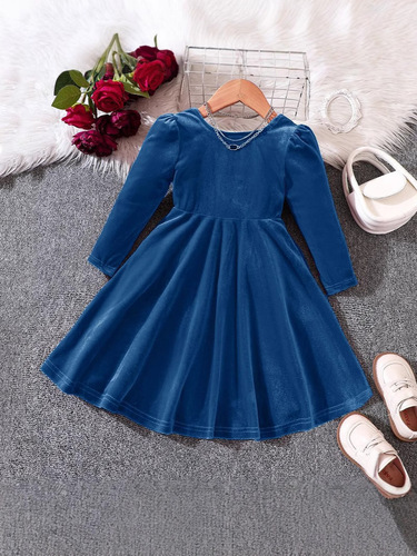 EW children's clothing new products for young and middle children's autumn and winter velvet bow Christmas princess dress