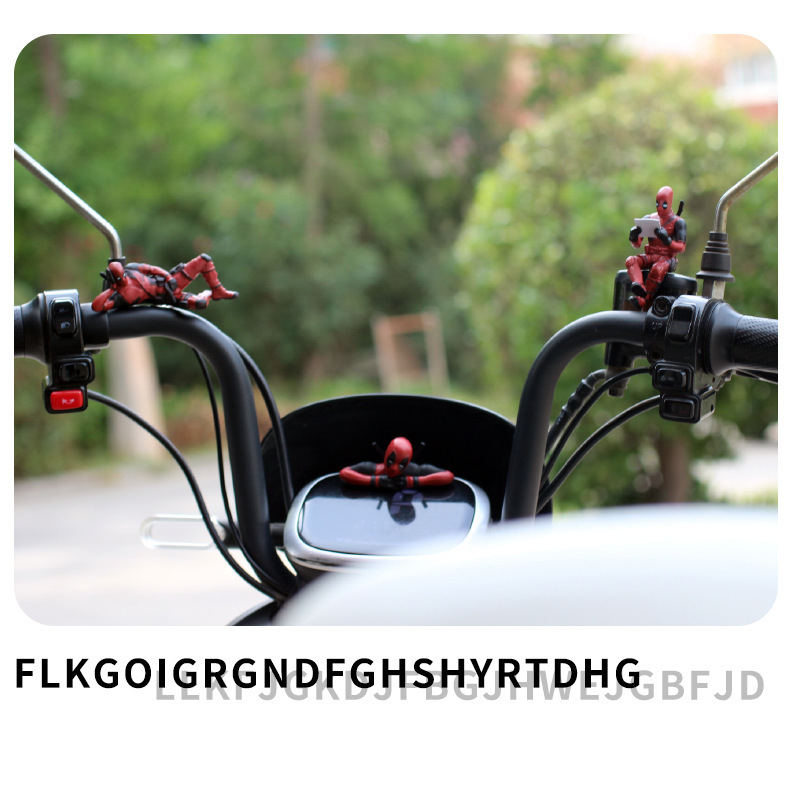 Batería de Deadpool motocicleta eléctrica decoración accesorios accesorios adornos de automóviles muñecas muñecas
