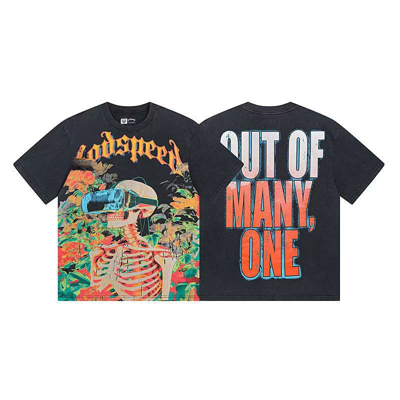 25ss アメリカのトレンディなブランド GOD ロックバンド ヒップホップ レタープリント 半袖 高品質 コットン Tシャツ カップル同スタイル|undefined