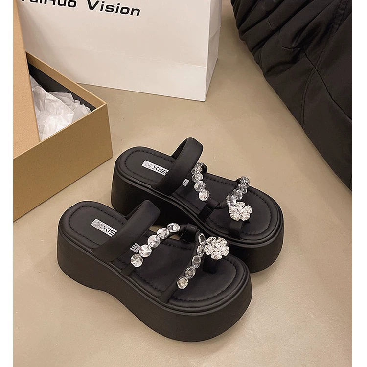 Толстое дно снаружи носить дикие холодные тапочки 2024 женские кексы