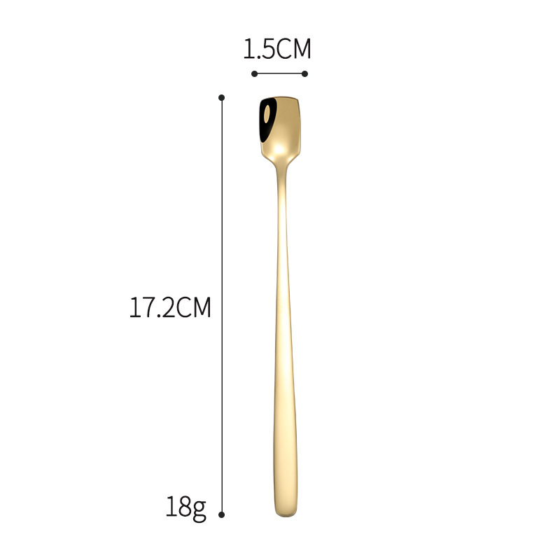 304ステンレス角頭マグカップ攪拌スプーン食器長柄金色スプーンコーヒー蜂蜜粉ミルクスプーン薬スプーン|undefined