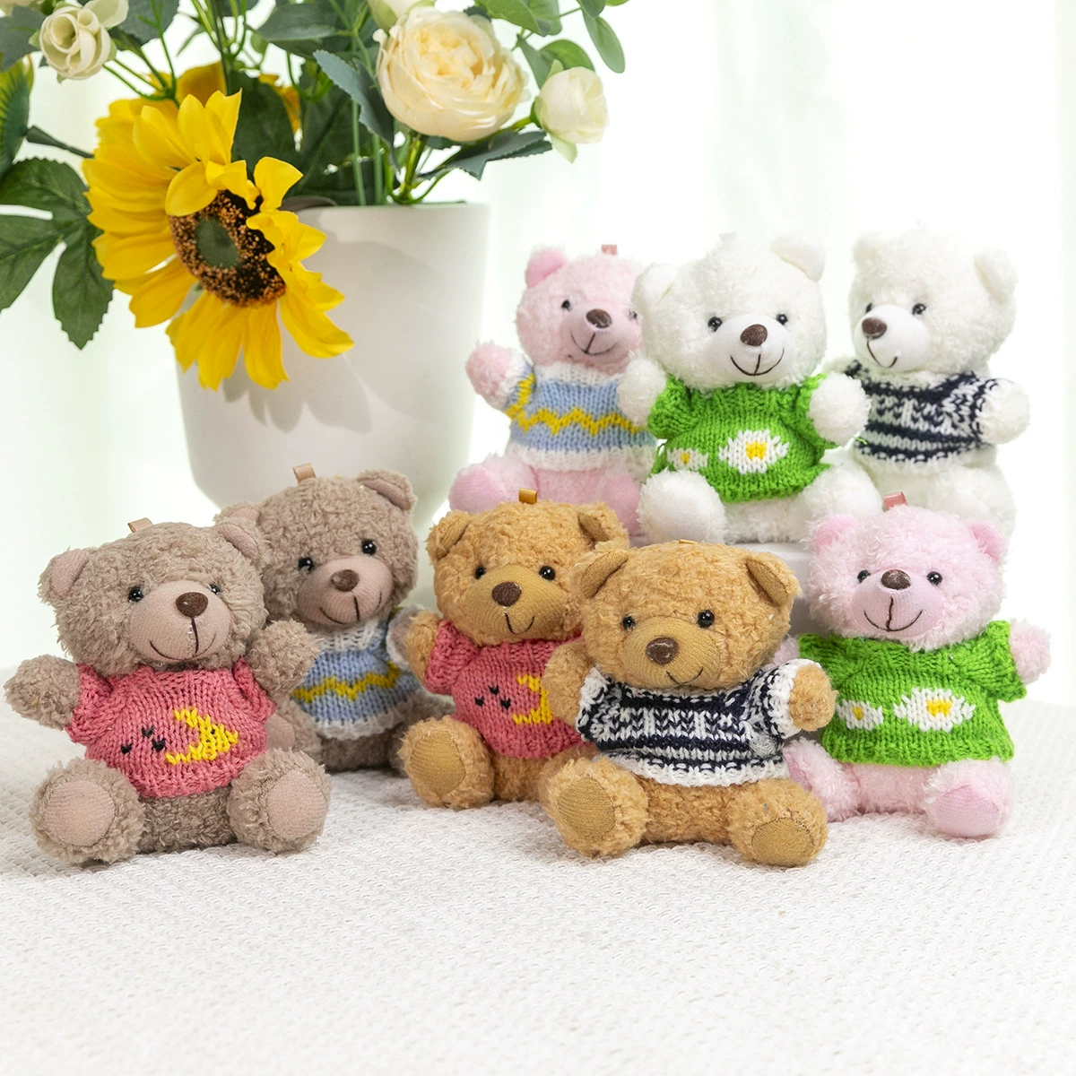 Креативный плюшевый модный крутой медведь, студенческая школьная сумка, подвеска, кукла, милый брелок для пары, мультяшный маленький подарок, оптовая продажа