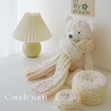 彩色豆豆乒乓混线马海毛彩虹糖围巾线毛线手工diy编织羊绒羊毛线