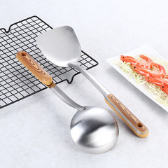 Stainless steel thick-handled pot spoon kitchen home use non-stick pan spatula two-piece set wholesale cookware