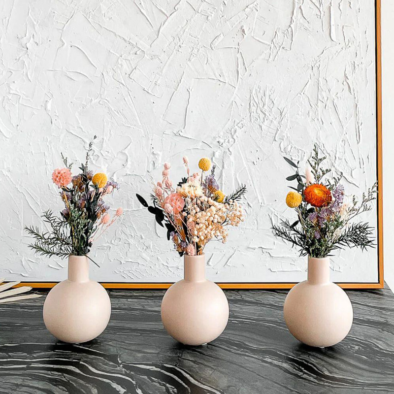 Pequeña flor seca decoración del hogar Morandi florero de cerámica salón TV gabinete titular de la flor decoración de estilo nórdico florero