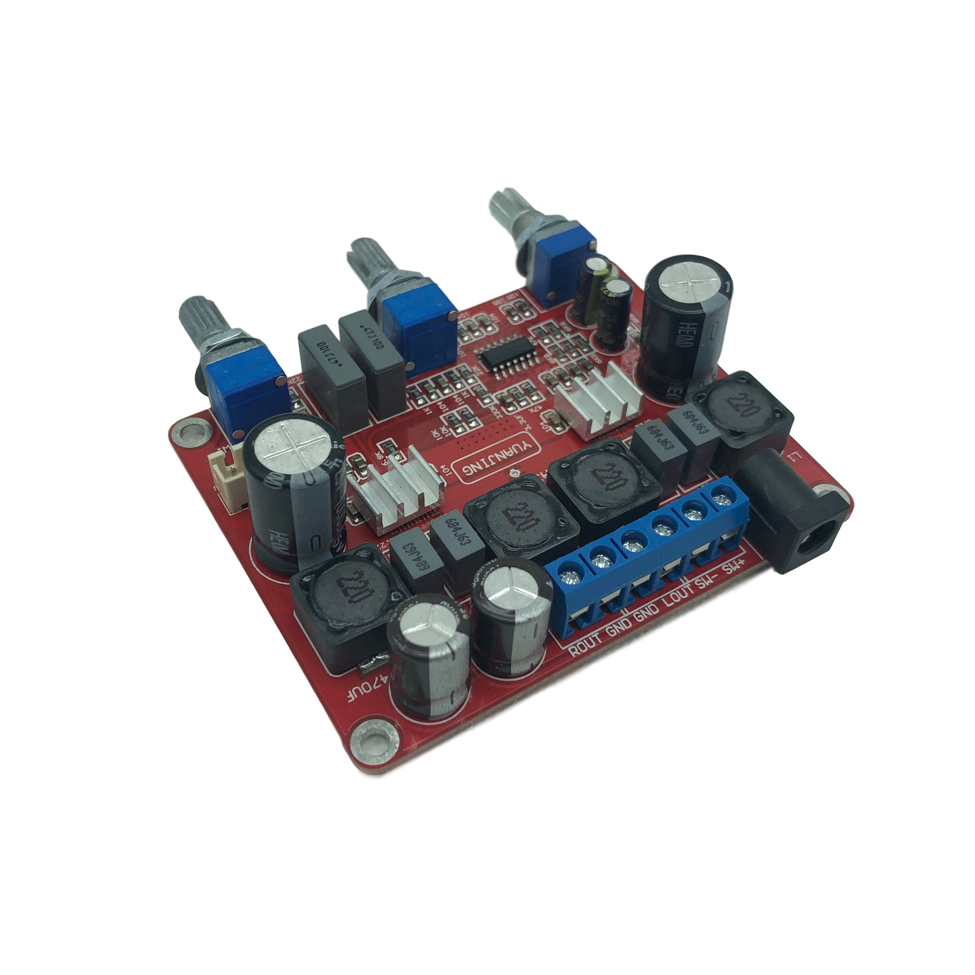 DC12-24v TPA3123 2.1 三声道功放板 2X25W+50W低音炮音频板