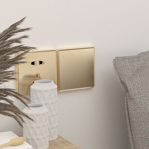 Ultra-thin blue tempered glass one-open dual-control switch 86 concealed two-three-plug five-hole wall socket switch wholesale