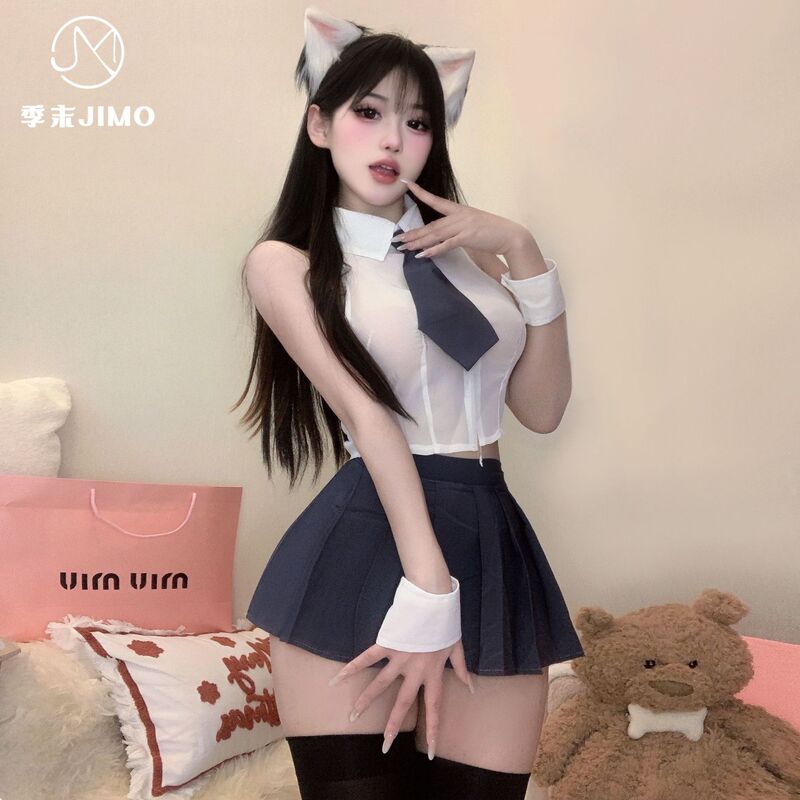 Pure love girl chiffon shirt split uniform sexy lingerie temptation free pure desire College JK short skirt suit women