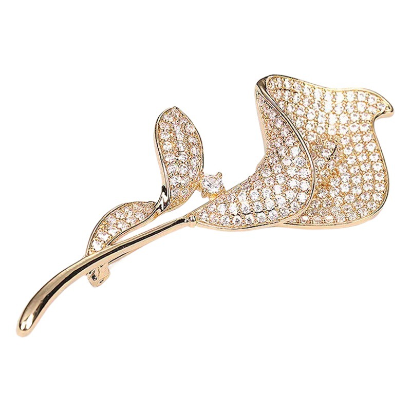 Moda temperamento popular tulipán AAA ZIRCON perla broche de las mujeres de gama alta ropa ramillete todo partido joyería al por mayor