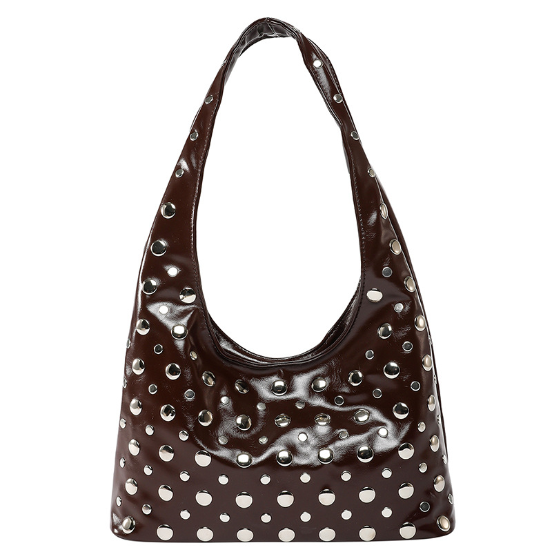 Bolso de axila de textura transfronteriza 2025 primavera y verano nuevo bolso femenino bolso de niña caliente dulce y fresco bolso de hombro con remache gypsophila