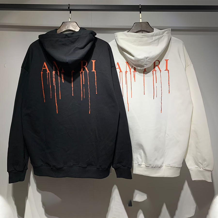 AMIRI suéter colección de letras de impresión transfronterizas 360 gramos de anillo masculino suelto casual sudadera encapuchada