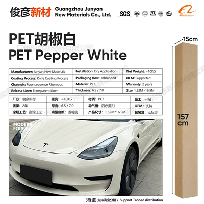 Auto Color Change Film – Motorcycle Color-Changing Crystal Series Vinyl - pet-pepper-white-65-series152-165m