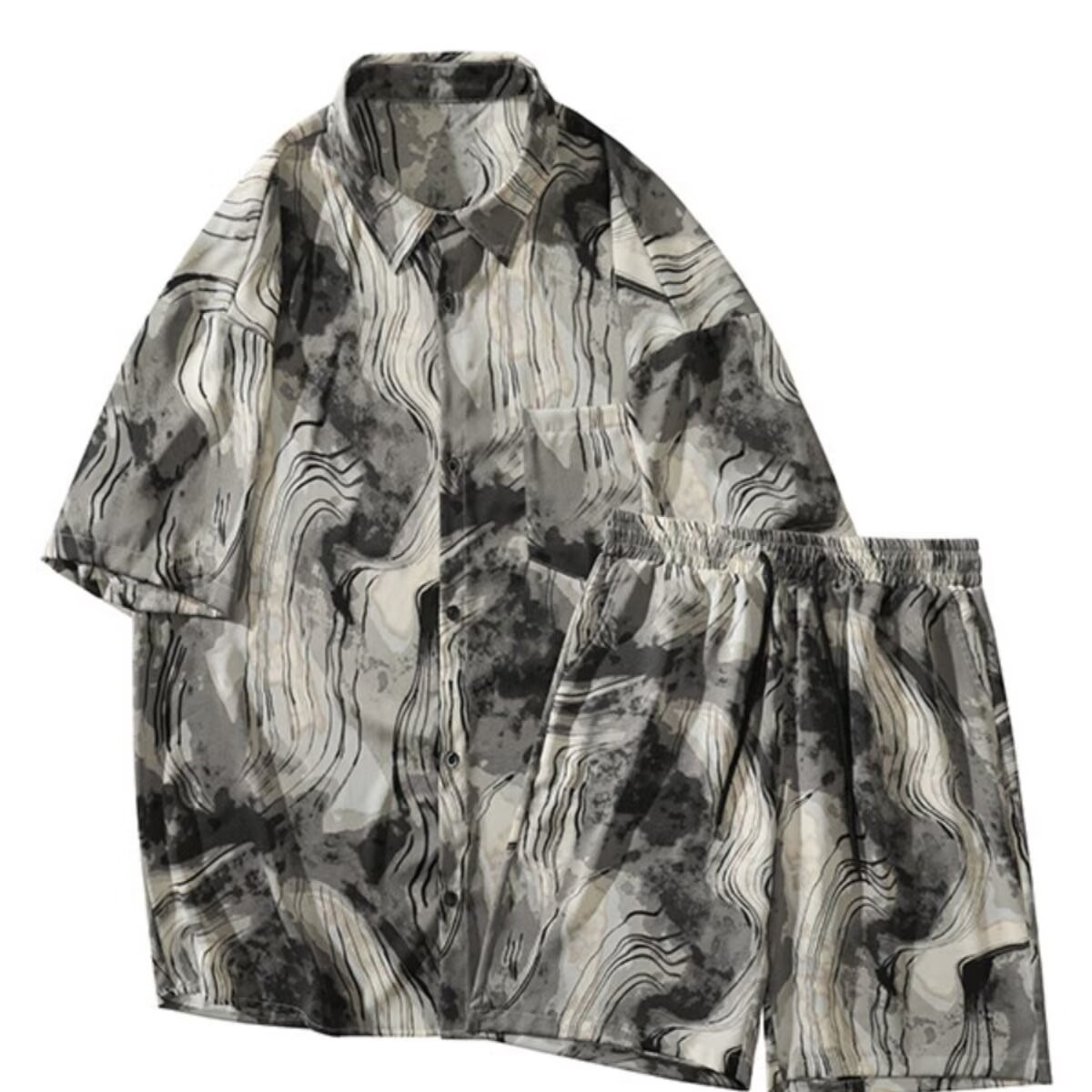 Origen Fabricante Camisa de manga corta de estilo chino Tang para hombres Camisa de media manga de cuello alto delgado de todo fósforo de verano para hombres de moda