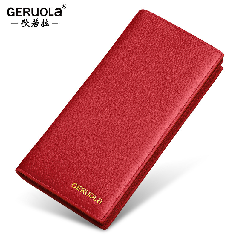 Cartera para mujer 2025 nueva capa superior de piel de vaca larga Lucky Cartera ligera y compacta Cartera simple de cuero de recolección de riqueza