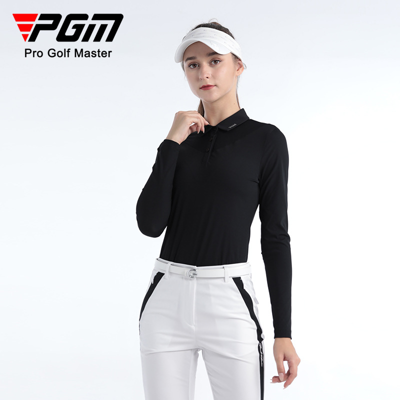 Áo thun dài tay golf nữ PGM cổ V vải thể thao thoáng khí — YF610-màu trắng, KUZ162-màu đen, KUZ162-màu xanh hải quân, KUZ162-màu trắng