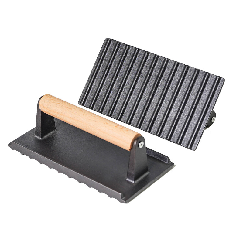 Pequeña felicidad hierro fundido Placa de carne teppanyaki cerdo hierro pastel prensa hogar barbacoa frito filete placa herramienta sin recubrimiento