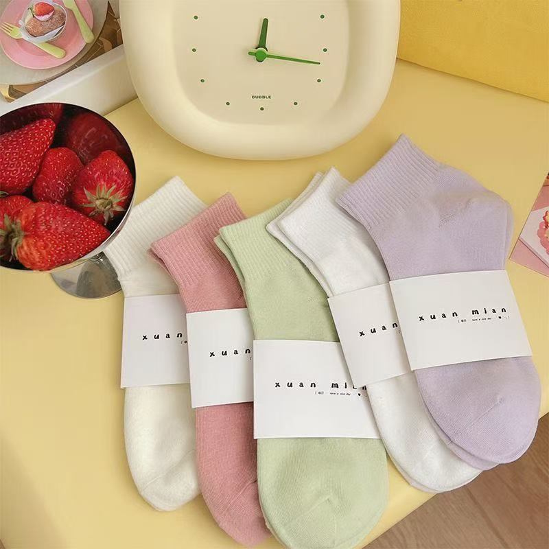 Pure Cotton Seamless Socks for Women, Candy-Colored Mid-Calf Socks, Breathable, Odor-Resistant, All-Season Solid Color Sports Sweat-Absorbing Long Trendy Socks Pure Cotton Seamless Socks for Women, Candy-Colored Mid-Calf Socks, Breathable, Odor-Resistant, All-Season Solid Color Sports Sweat-Absorbing Long Trendy Socks