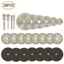 跨境爆款 32pc锯片套装 电钻配件高速锯片 HSS金刚砂树脂切割片袋