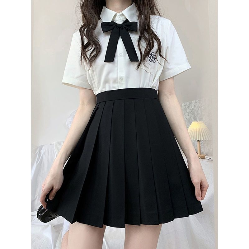 JK uniform, classic pleated skirt, solid color, basic style