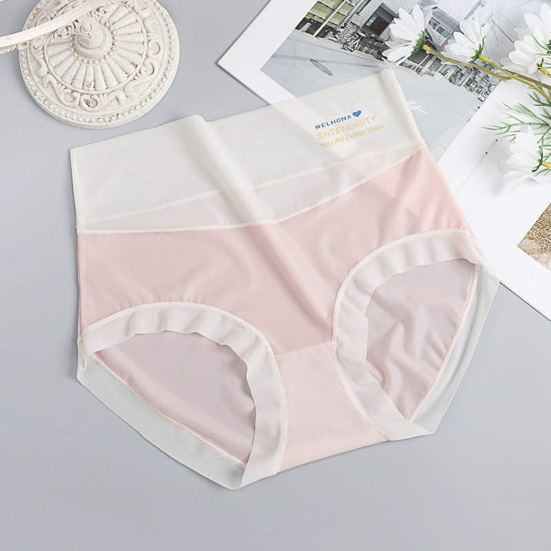 Seda de hielo de cintura alta, abdomen sin costuras, estilo fino de verano, encaje femenino transpirable, cintura alta, seda de hielo, nueva ropa interior, refrescante image 8