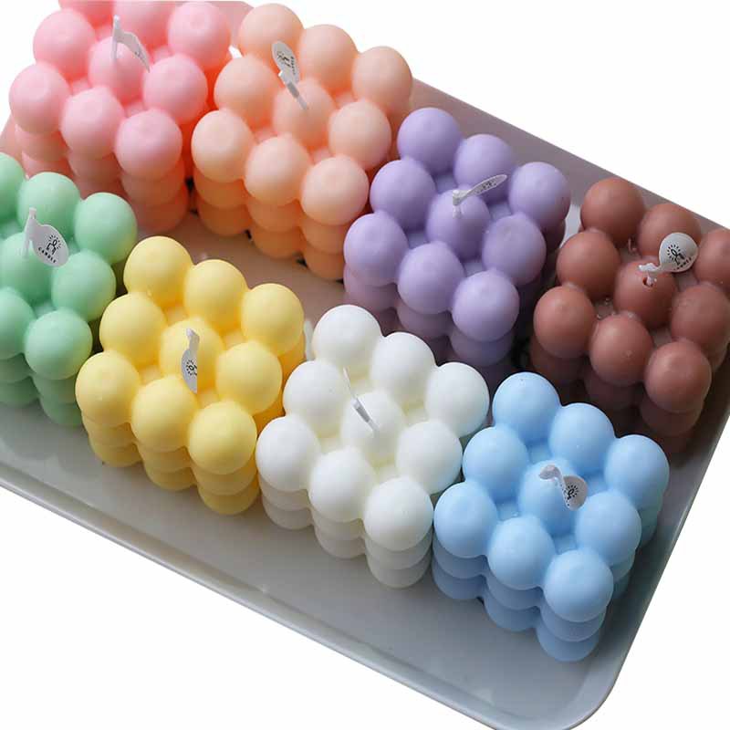 Cubo de Rubik Fábrica de velas de aromaterapia Recuerdos de cumpleaños al por mayor Decoración de sala de estar para el hogar con forma de burbuja de viento sin humo