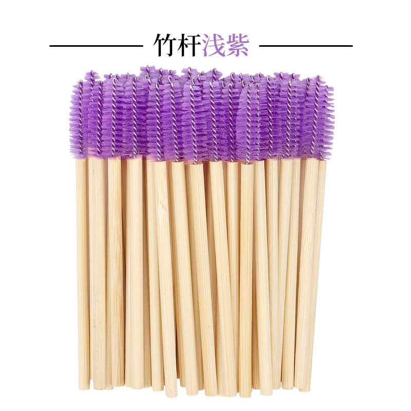 Venta al por mayor desechables herramientas de belleza nylon cepillo de pestañas cepillo de cejas mini cepillo de maquillaje Barra de bambú cepillo de pestañas