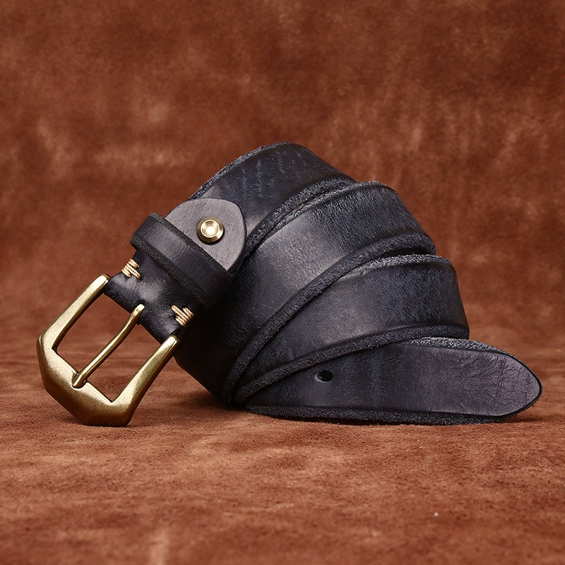 Leather copper retro belt, genuine leather, cowhide