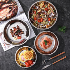 Stainless steel plates, dishes, deep plates, shallow plates, home use plates, late-night snacks, stainless steel burners, dish plates, wholesale