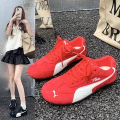 2025秋季新款平底阿甘鞋绒面防滑系带百搭外贸单鞋休闲女鞋K607
