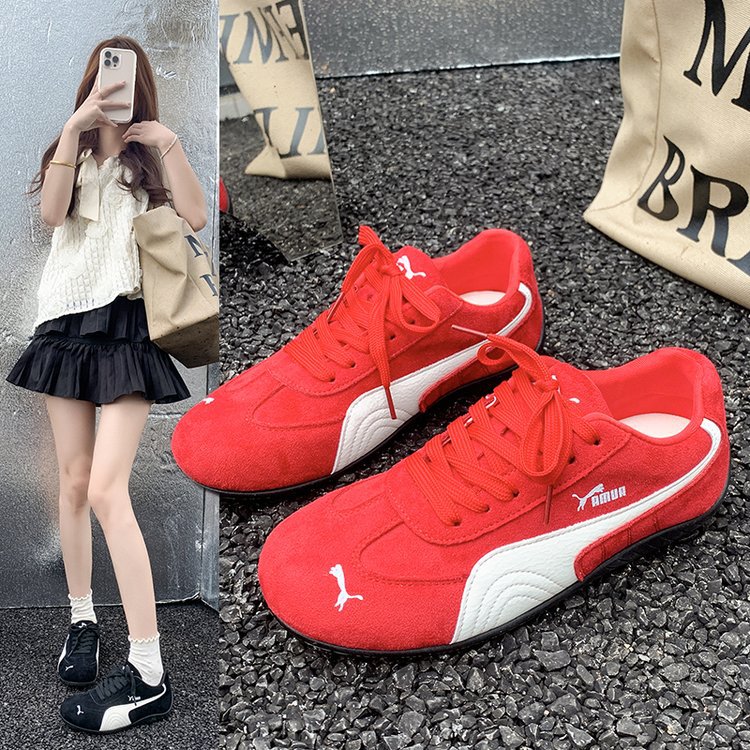 2025秋季新款平底阿甘鞋绒面防滑系带百搭外贸单鞋休闲女鞋K607