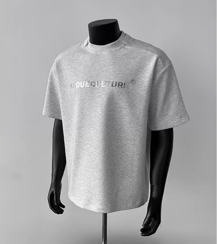 Maglietta corta estiva da uomo con maniche corte e spalle dritte e scritta in metallo, stile americano High Street_voghion.com