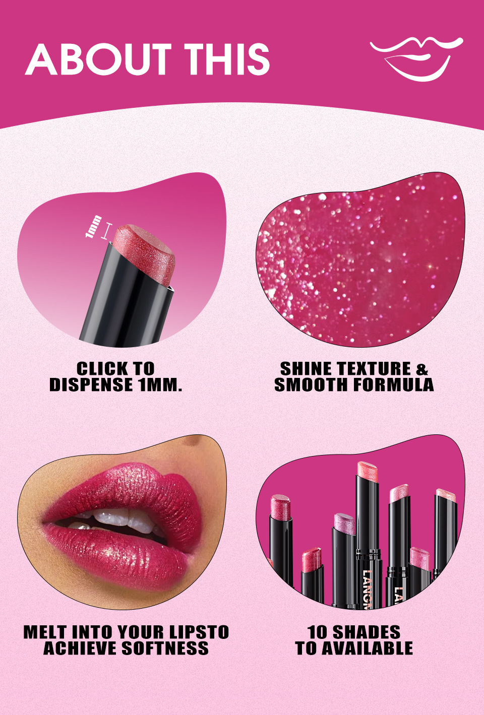 LANGMANNI ten-color bevel pearlescent rotating bevel design lipstick single pack undefined