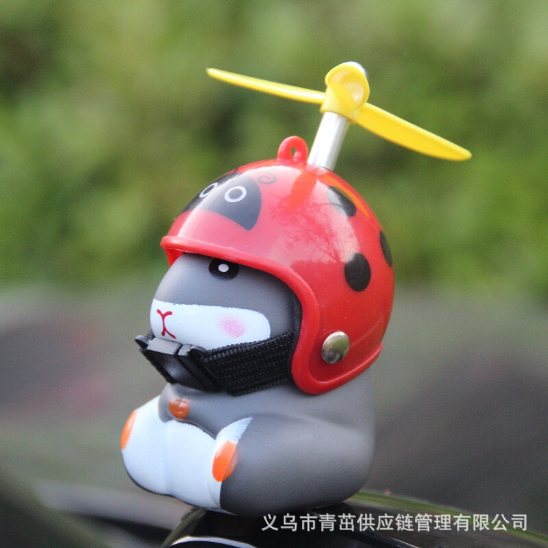 Wind-Breaking Duck Bicycle Electric Vehicle Motorcycle Tiktok Influencer Decoration Hamster Little Yellow Duck Wind-Breaking Mouse Bamboo Dragonfly