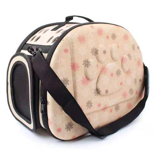 Pet bag with foldable design, multi-functional cat bag with stylish floral pattern, EVA outdoor portable dog bag, hand-held or shoulder bag