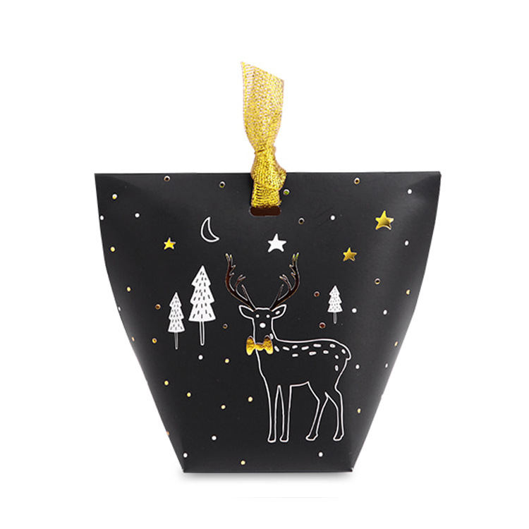 Navidad tarjeta blanca impresión en blanco y negro caja de regalo pequeña caja de regalo dulces caja de papel plegable caja de regalo pequeño paquete