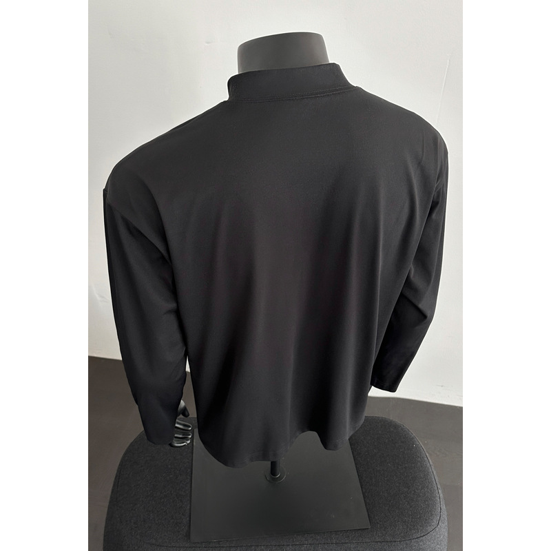 Small V-neck Patchwork Boxy Long-sleeve T-shirt For Men, 2026 Spring Oversize Plus-size Sports Fitness Stylish Hoodie_voghion.com