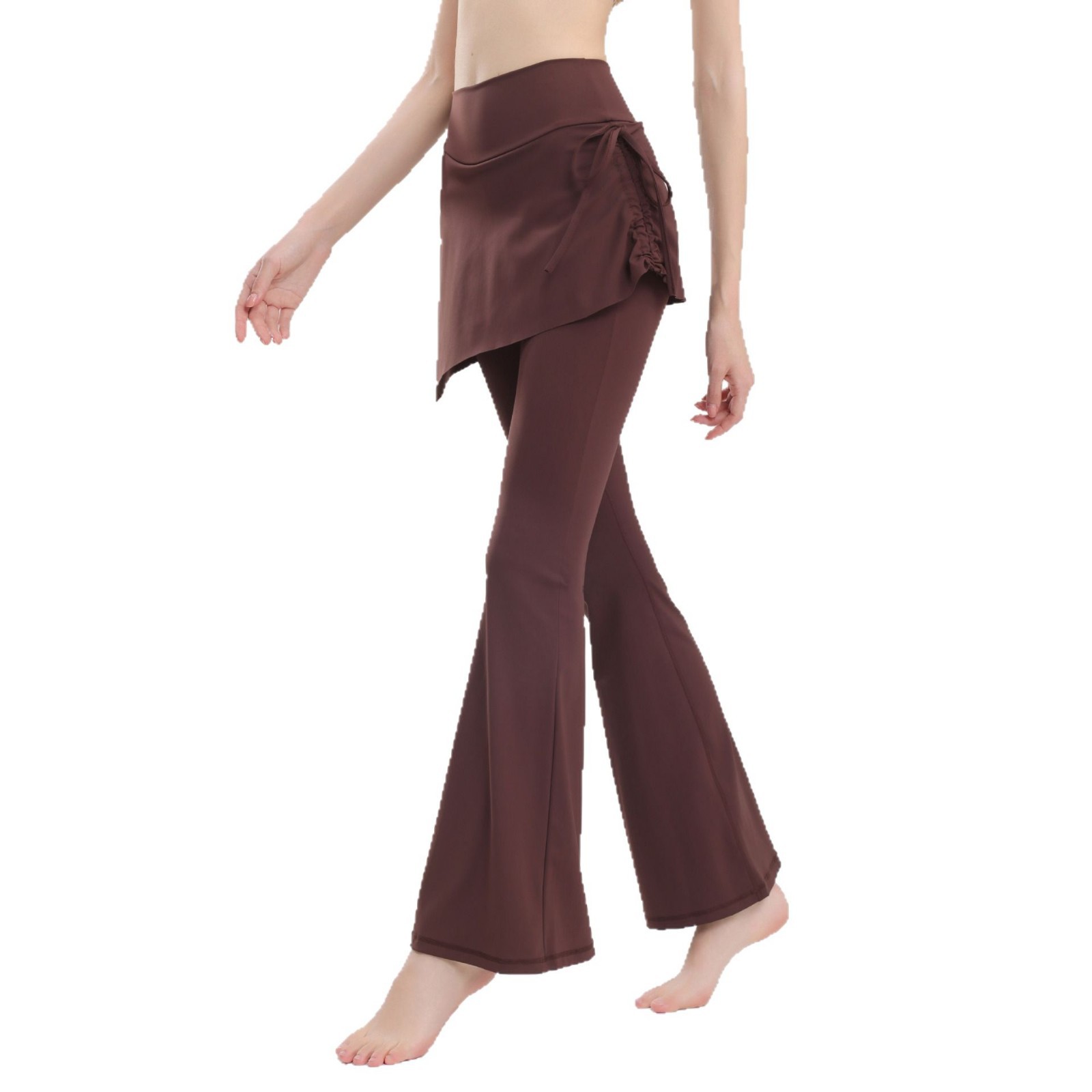 Finna Fuxi dos piezas de cintura alta pantalon de entrenamiento de gimnasio para correr con cuerdas laterales para cubrir la entrepierna entrenamiento de gimnasio pantalones de microescalado