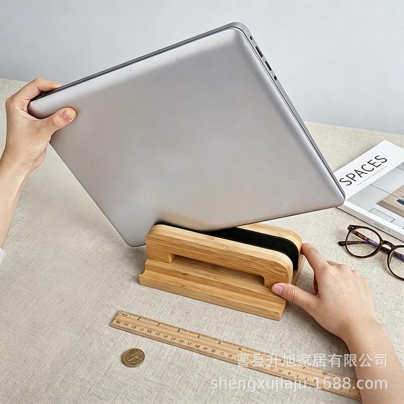 Solid Wood Laptop Stand Vertical Storage Bracket Desktop Vertical Laptop and Phone Stand Solid Wood Laptop Stand Vertical Storage Bracket Desktop Vertical Laptop and Phone Stand