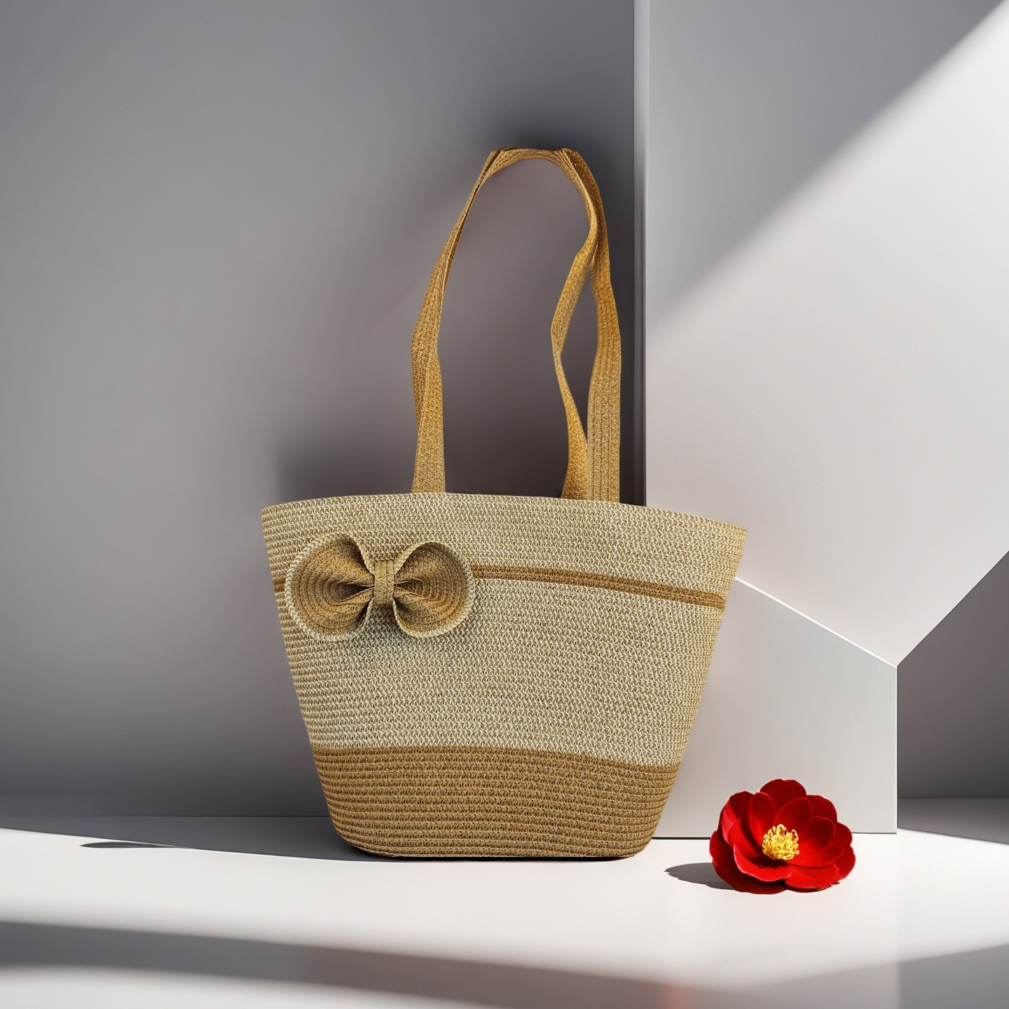 Bolso de paja femenino verano estilo ins 2024 nuevo estilo playa playa playa al aire libre vacaciones bolso de hombro de gran capacidad