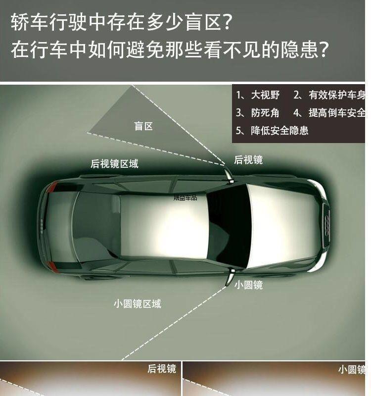 3R car rearview mirror, small round mirror, wide-angle mirror, auxiliary blind spot mirror for reversing, 360-degree rotating car mirror