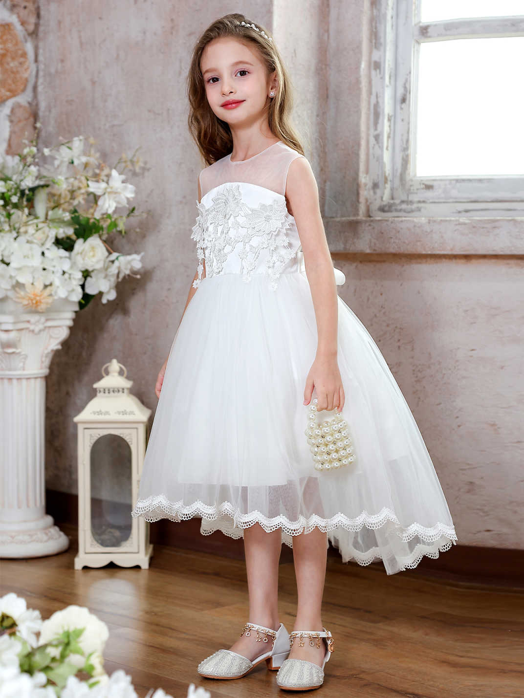 Verano transfronterizo nuevo estilo vestido de noche para niños niña princesa hilo de red falda de cola seis niños ropa de rendimiento para niñas ropa para niños