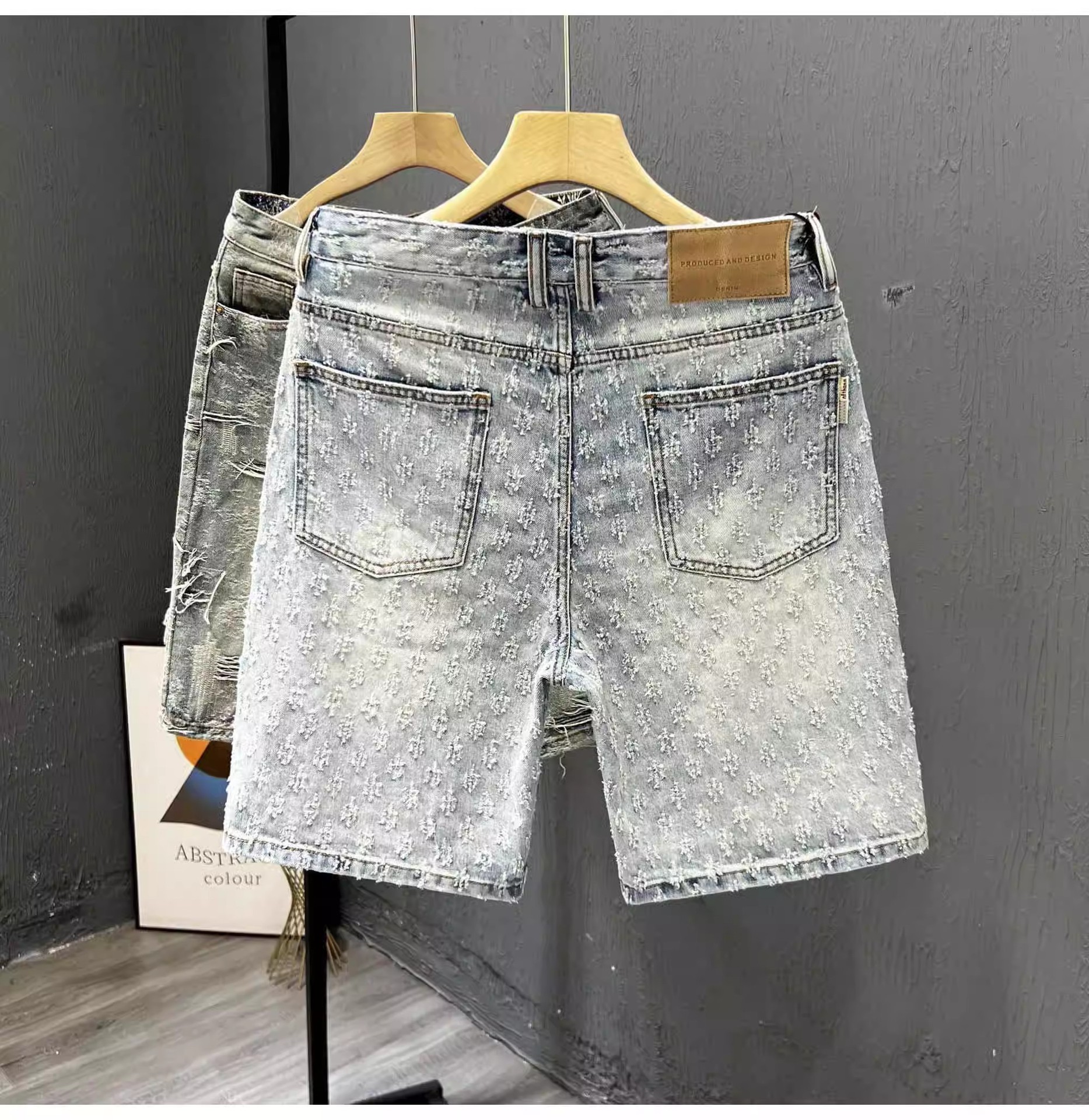 Men's Clothing Men's Retro Jacquard Denim Shorts Summer Design High Street Style Washed Five Point Athletic Pants_mkmklike.com