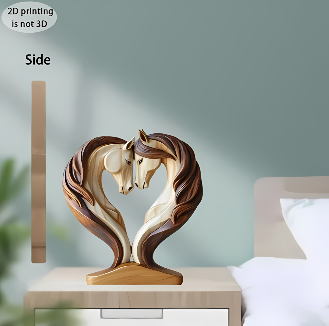 Nuevo caballo blanco transfronterizo 2D decoración de escritorio de madera decoración de la casa decoración de la sala de estar dormitorio accesorios de montaje