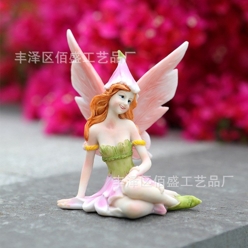 Artesanías de resina transfronterizas, flores sentadas, adornos de hadas, jardines, jardines, micro paisajes, decoraciones de jardín, estatuas