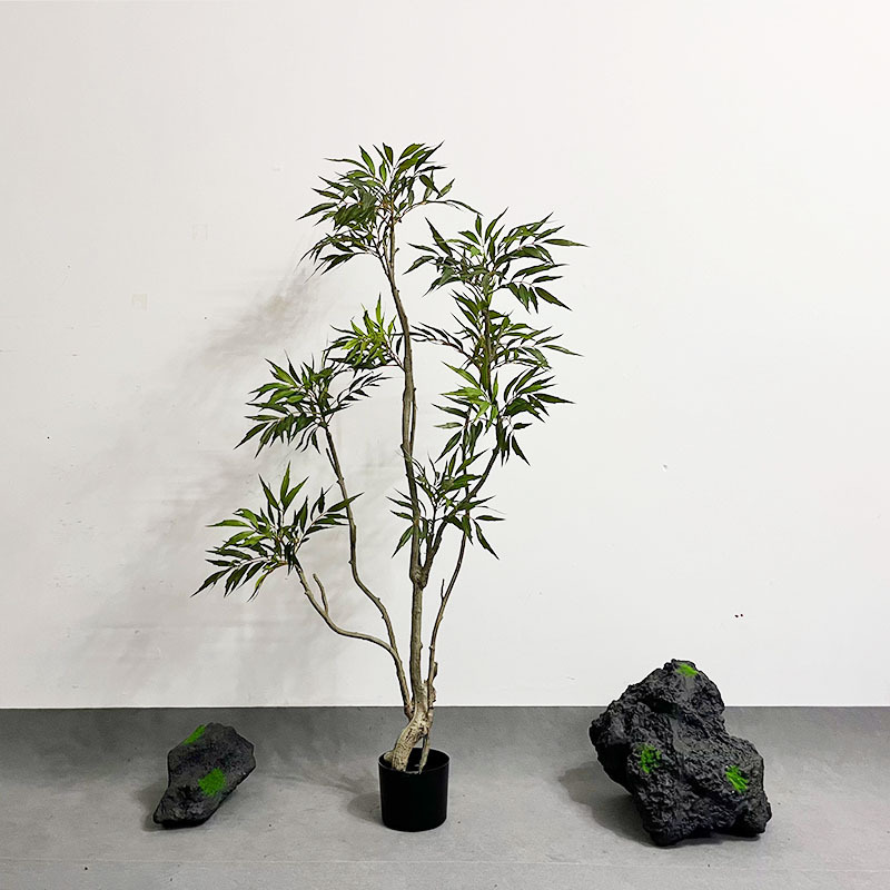 plantas verdes Huang Tianzhu planta en maceta de alta imitación planta falsa bonsai decoración de ventana de sala de estar simulación flor simulación
