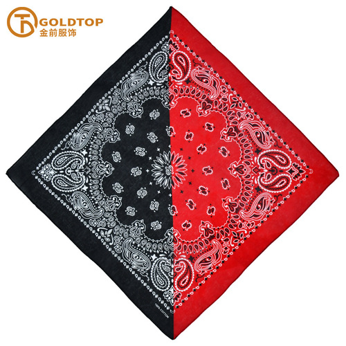 Cross-border factory direct supply wholesale pure cotton cashew nut double combination sweat-absorbing headscarf hip-hop outdoor riding street dance printed square scarf 