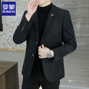 Romon Small Suit Jacket Men's Business Casual Jacket Brand Woolen Striped Suit Commuter Dagging Single West