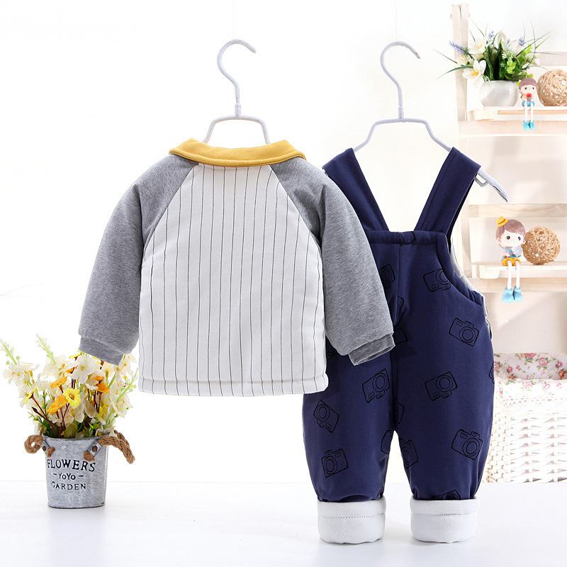 Ropa de primavera, otoño e invierno acolchada para bebés para hombres y mujeres, traje de correa para bebés, ropa de algodón fino para niños, ropa de otoño 0-1 años 2