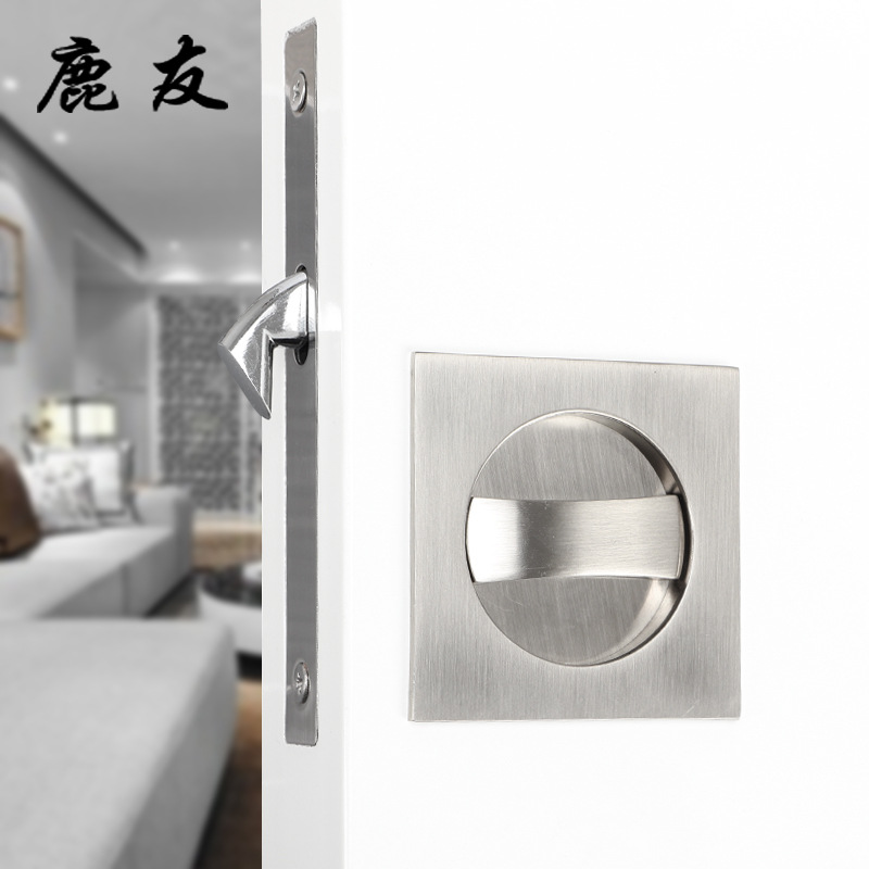 Luyou cerradura de puerta corredera puerta interior cerradura de puerta corredera doble gancho cerradura baño cocina incrustado traducción oculta cerradura de puerta de madera